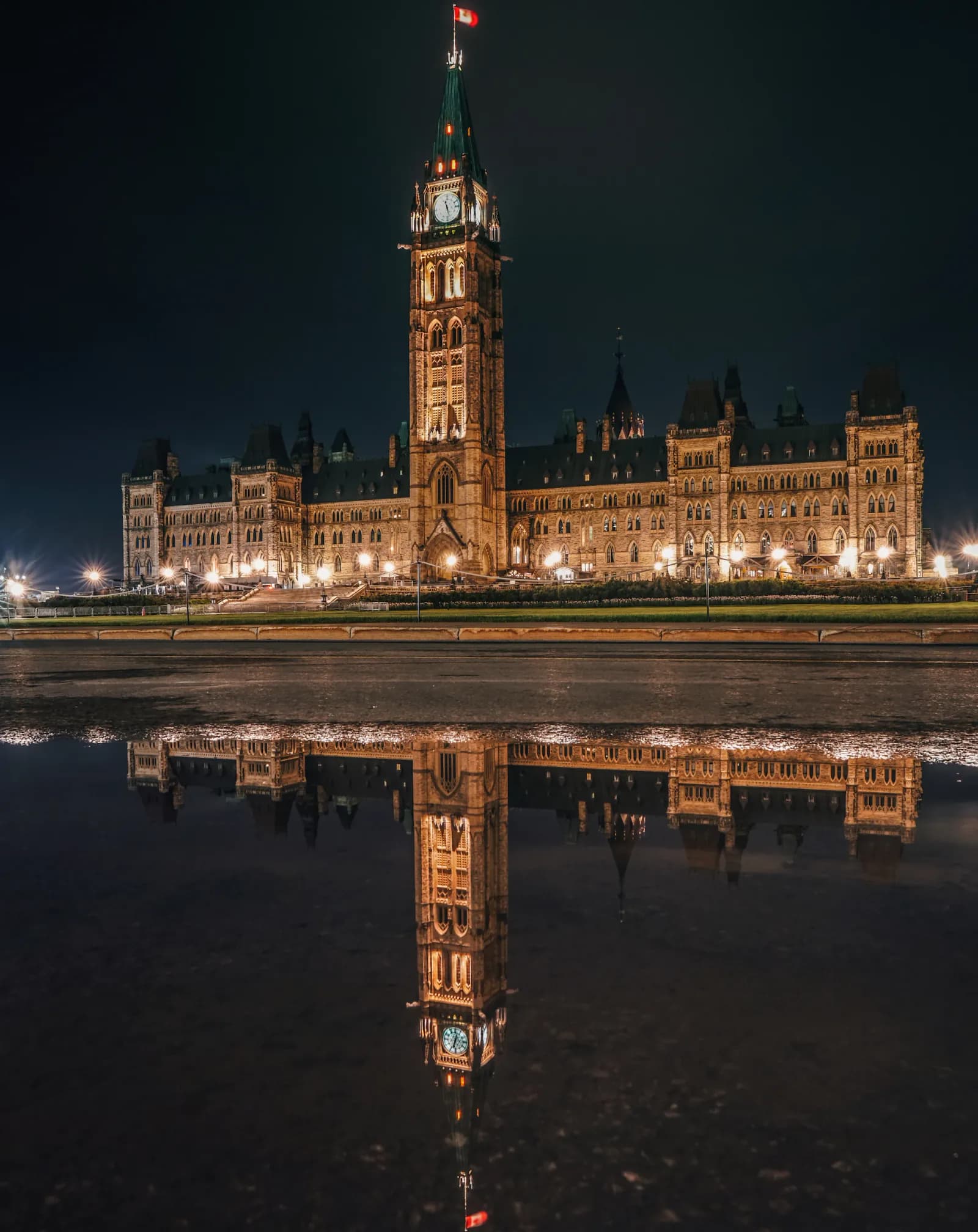 Parliament Hill in Ottawa at night