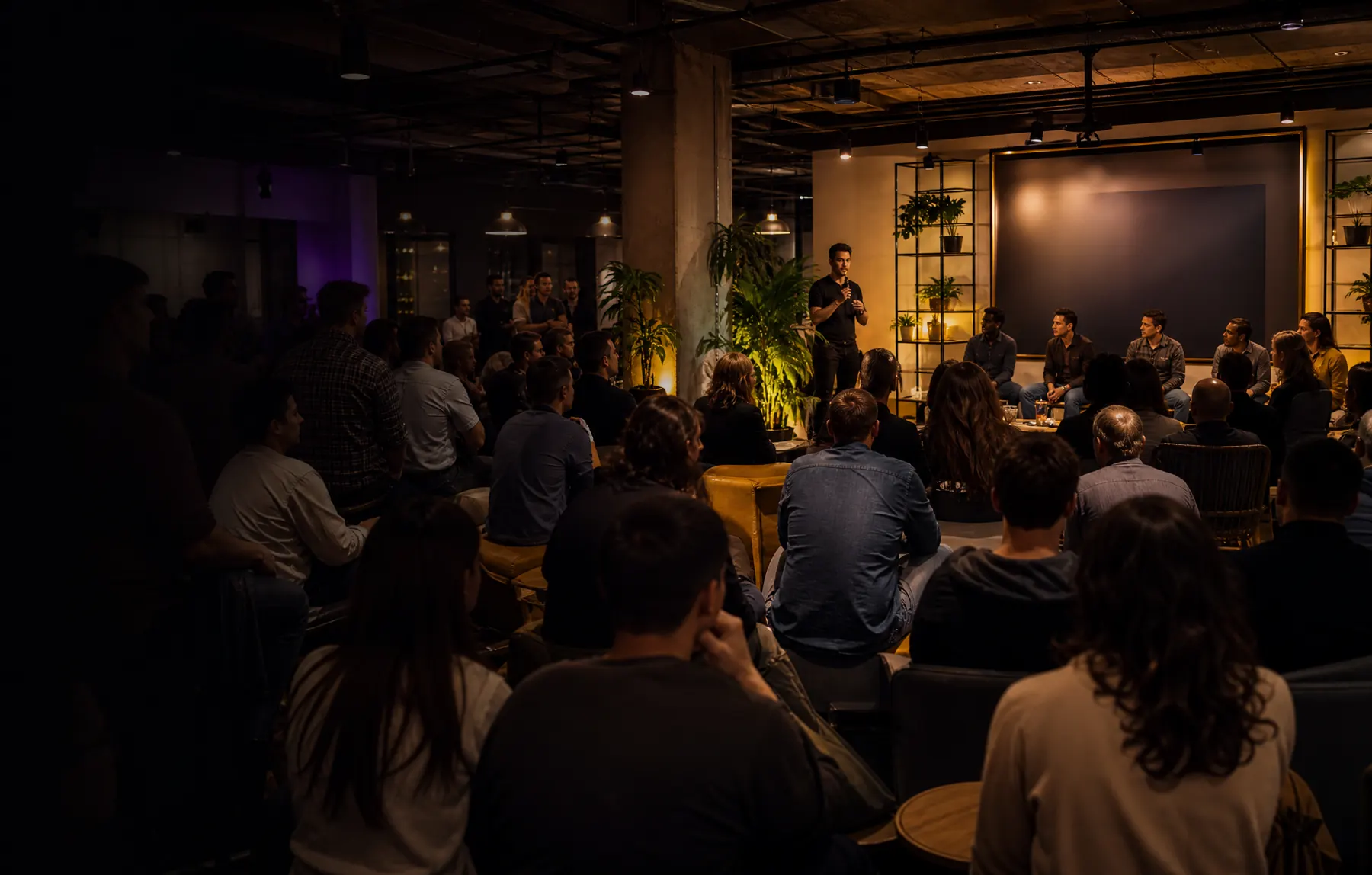 Spark AI Showcase Night venue at night before doors open